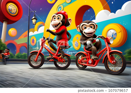 a monkey riding a bike creat a monkey riding a bike creat 107079657