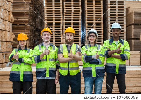 Team engineering worker technician, workshop manufacturing wooden. Team engineering worker technician, workshop manufacturing wooden. 107080369