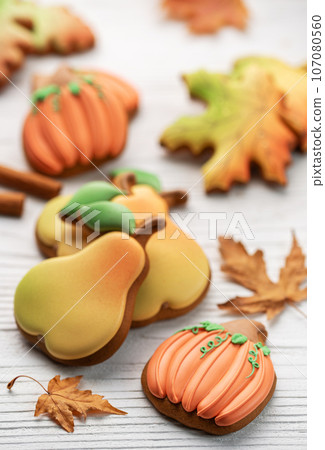 Multicolored autumn homemade cookies Multicolored autumn homemade cookies 107080560