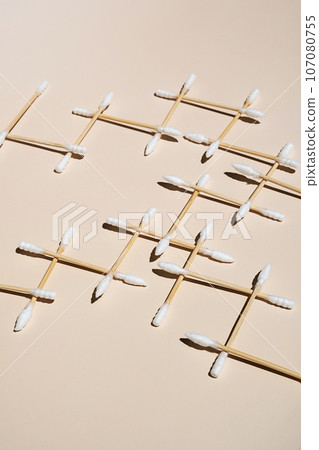 Zero waste cotton ear swabs creative arrangement. 107080755