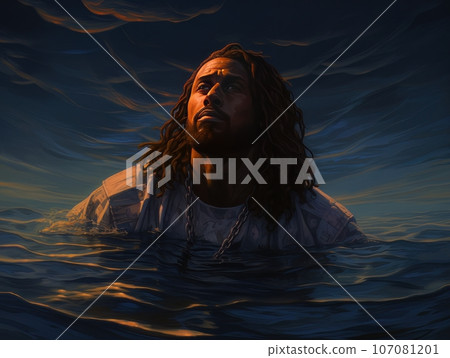 Rite of baptism in water of African Jesus Christ AI Rite of baptism in water of African Jesus Christ AI 107081201