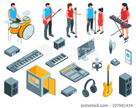 Recording Studio Equipment Icons 107081434