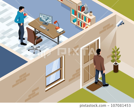 House Security Isometric Composition House Security Isometric Composition 107081453