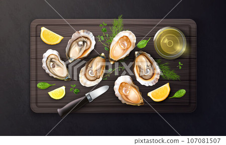 Oysters Realistic Composition 107081507