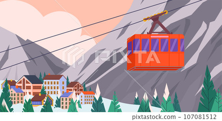 Colored Landscape Cableway Composition 107081512