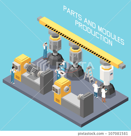 Rocket Building Isometric 107081581