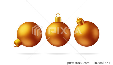 3D Gold Christmas Ball with Golden Clamp 107081634