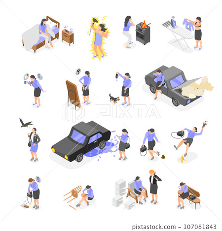 Unlucky Day Isometric Icons Unlucky Day Isometric Icons 107081843