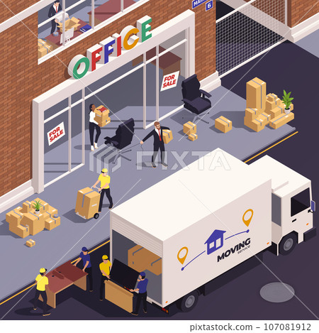 Relocation Service Isometric 107081912