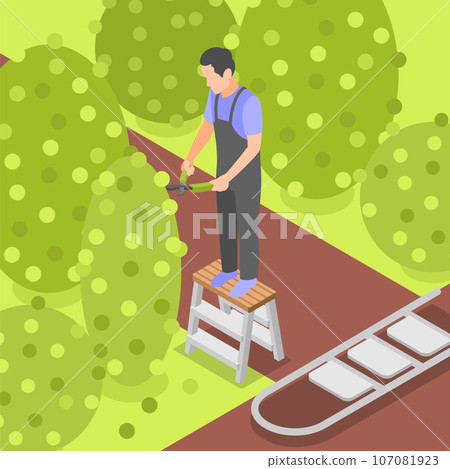 Gardener With Step Stool Gardener With Step Stool 107081923