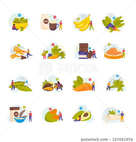 Magnesium Foods Icons Set 107081958