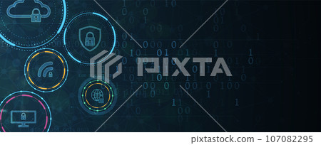 internet digital security technology concept for business background. Lock on circuit board 107082295