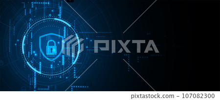 internet digital security technology concept for business background. Lock on circuit board 107082300