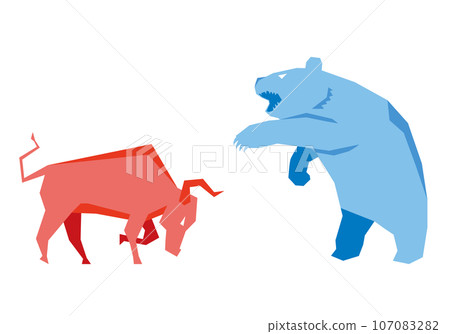 Image illustration of bull and bear representing stock market Image illustration of bull and bear representing stock market 107083282