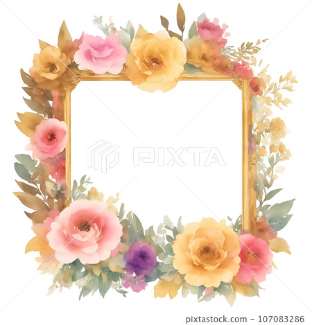 Romantic flower frame clip art 107083286