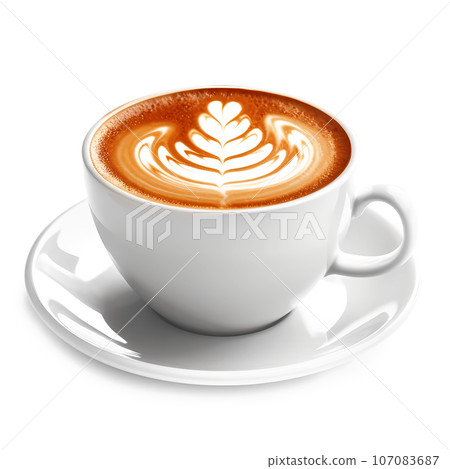Cup of latte on white background 107083687