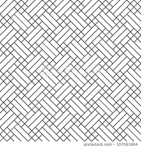 Wicker geometric seamless pattern. Line bamboo basket texture. Simple abstract pattern. Wooden parquet background. Weave background. Vector illustration on white background 107083804