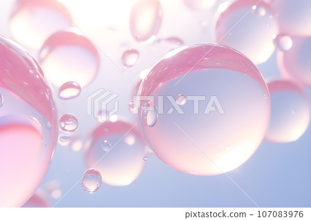 Pink soap bubbles float background. Soap Sud Bubbles Water. An artful colorful background with bubbles. Abstract background. Generated AI illustration Pink soap bubbles float background. Soap Sud Bubbles Water. An artful colorful background with bubbles. Abstract background. Generated AI illustration 107083976