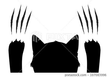 Cat silhouette scratch the background. Black isolated on white. Stock vector illustration. Cat silhouette scratch the background. Black isolated on white. Stock vector illustration. 107083996