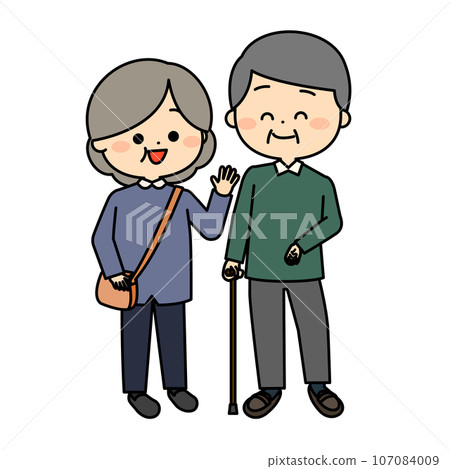 A woman and a disabled man taking a walk - Stock Illustration ...