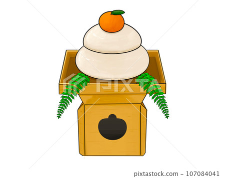 Kagami-mochi, Kagami-mochi, New Year, New Year, Happy New Year, New Year's card, Lucky charm, Illustration, New Year's card material, New Year's card, Mikata, Ura-white, Main line 107084041