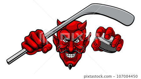 Devil Satan Ice Hockey Sports Mascot Cartoon 107084450