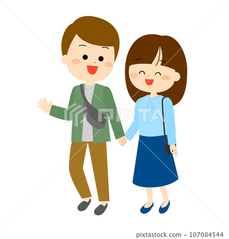 年輕男人和女人手牽手散步 107084544