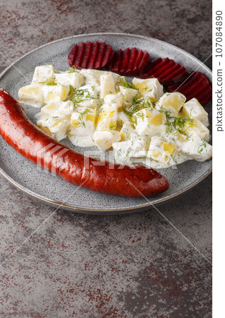 Swedish Lard Sausage Isterband with potatoes in cream sauce with