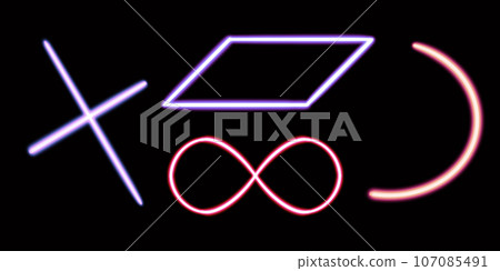 set glowing desktop icon, neon set geometric sticker, neon geometric figure, glowing figure, neon geometrical figures  107085491
