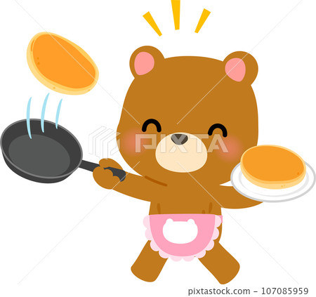 Bear character baking pancakes Bear character baking pancakes 107085959