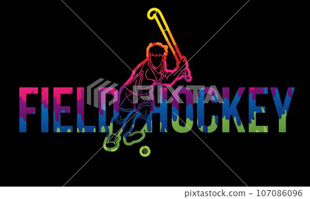 Field Hockey Font Design with Male Player Action Cartoon Graphic Vector Field Hockey Font Design with Male Player Action Cartoon Graphic Vector 107086096