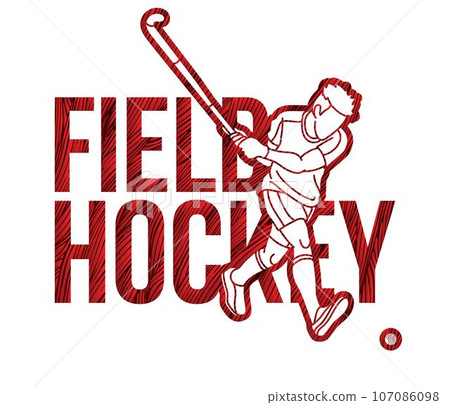 Field Hockey Font Design with Male Player Action Cartoon Graphic Vector Field Hockey Font Design with Male Player Action Cartoon Graphic Vector 107086098