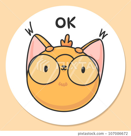 Vector illustration of little cute fox sticker OK 107086672
