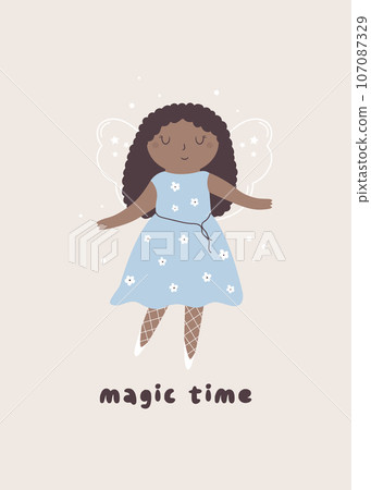 Frame art, poster with a cute charming fairy girl 107087329