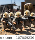 Chick fighting with a gun 107089230
