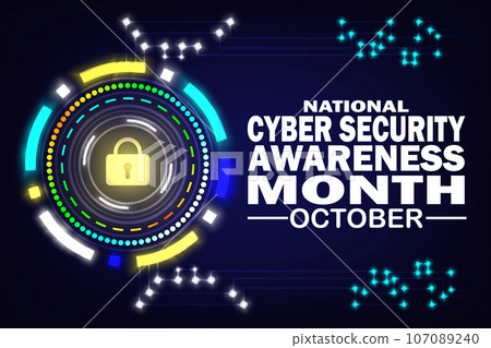 Vector illustration design concept of national cyber security awareness month observed on every october Vector illustration design concept of national cyber security awareness month observed on every october 107089240