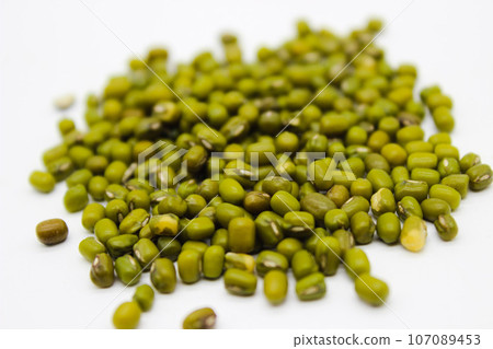 Mung Beans Lentil or Mung Daal isolated on White Background Mung Beans Lentil or Mung Daal isolated on White Background 107089453