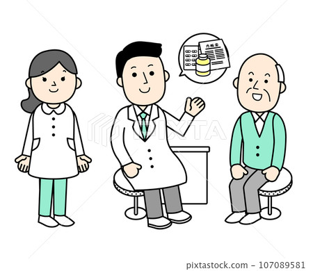簡單人物插畫醫療男醫師與病人 簡單人物插畫醫療男醫師與病人 107089581