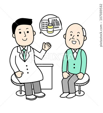 簡單人物插畫醫療男醫師與病人 簡單人物插畫醫療男醫師與病人 107089582