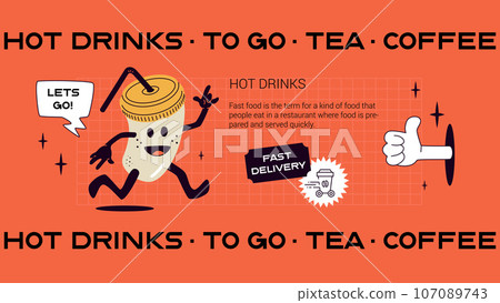 Coffee Cup Mascot Banner Template 107089743