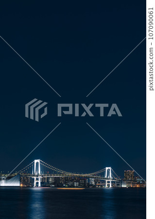 燈光璀璨的彩虹橋和東京市中心的夜景 燈光璀璨的彩虹橋和東京市中心的夜景 107090061