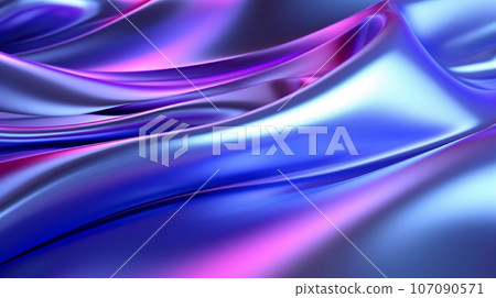 Shiny blue and purple gradient color swirl liquid metallic texture, modern futuristic abstract background. Generative AI 107090571
