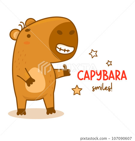 Set of stickers, badge with cute cartoon capybaras. Yellow background.  Vector illustration. 20248901 Vector Art at Vecteezy