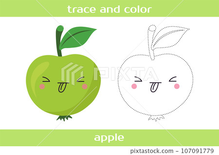Educational worksheet Trace and color. Educational worksheet Trace and color. 107091779