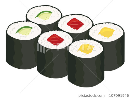 Sushi_Hosomaki_Kappamaki, Tekkamaki, Takuanmaki 107091946