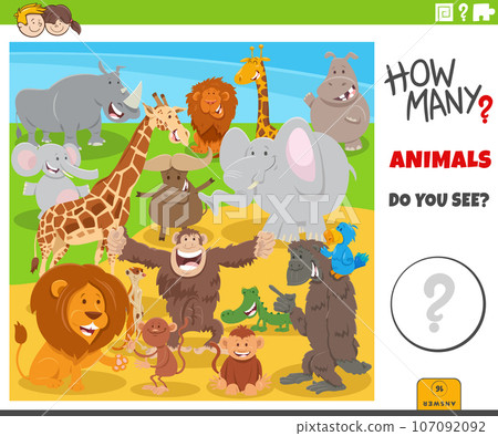 counting cartoon wild animals educational game 107092092