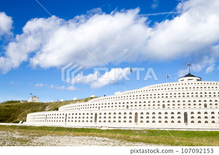 War memorial building view. Mount Grappa, Italy 107092153