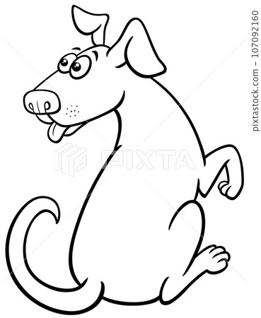 cartoon surprised dog animal character coloring page 107092160