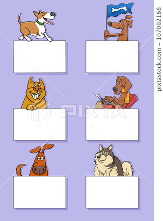 cartoon dogs and puppies with cards design set 107092168