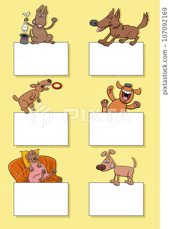 cartoon dogs and puppies with cards design set 107092169